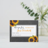Gelbe Sonnenblumen schicke Braut, um Rezeptionskar Postkarte (Stehend Vorderseite)