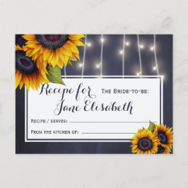 Gelbe Sonnenblumen schicke Marine Braut zu Rezept Postkarte