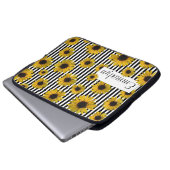 Gelbe Sonnenblumen Schwarzer Streifen Personalisie Laptopschutzhülle (Vorne Knopf)