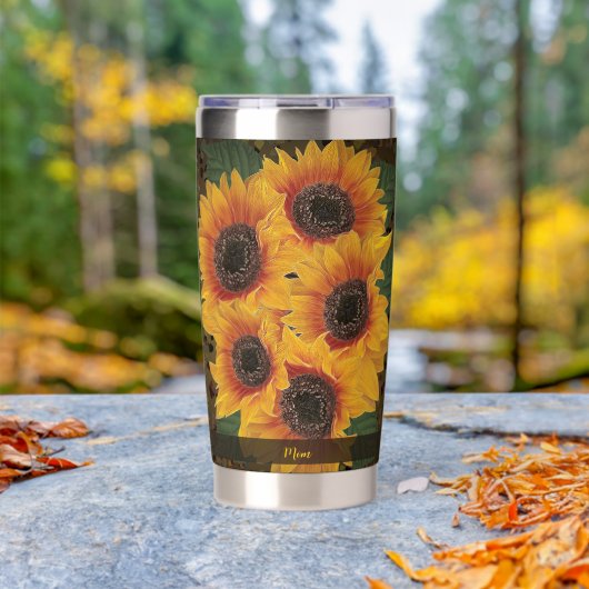 Gelbe Sonnenblumen-Seele Thermobecher (Außenbereich (gedreht))