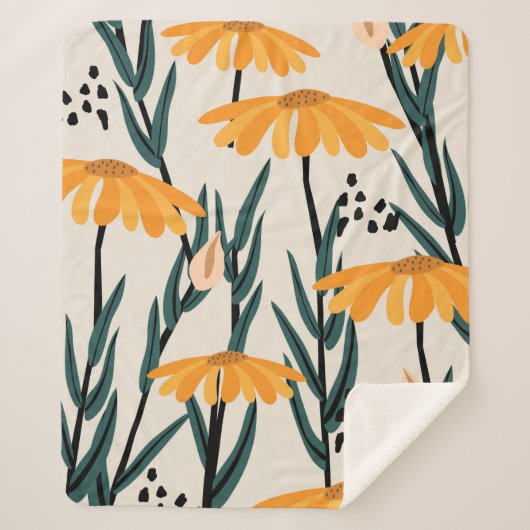Gelbe Sonnenblumen Sherpadecke (Vorderseite)