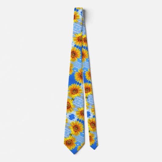 Gelbe Sonnenblumen Sommer Schlips Krawatte (Vorderseite)