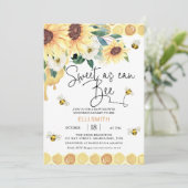 Gelbe Sonnenblumen süß wie Babydusche Einladung (Stehend Vorderseite)