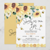 Gelbe Sonnenblumen süß wie Babydusche Einladung (Vorne/Hinten)