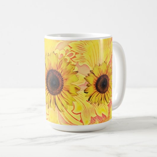Gelbe Sonnenblumen Tasse Cup (VorderseiteRechts)