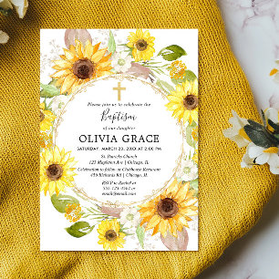 Gelbe Sonnenblumen Taufe Blütenfarbe Einladung