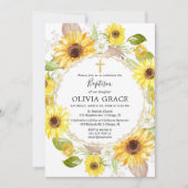 Gelbe Sonnenblumen Taufe Blütenfarbe Einladung (Vorderseite)