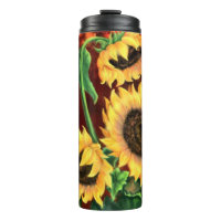 Gelbe Sonnenblumen Thermo-Tasse