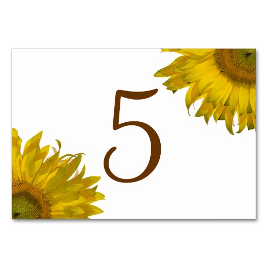 Gelbe Sonnenblumen-Tischnummern Tischnummer (Rückseite)