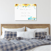 Gelbe Sonnenblumen Türkis Vintage LKW Hochzeit Leinwanddruck (Insitu (Schlafzimmer))
