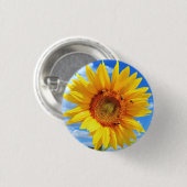 Gelbe Sonnenblumen und Bienen auf blauem Himmel Button (Vorne & Hinten)