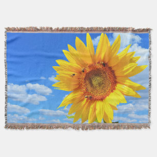 Gelbe Sonnenblumen und Bienen auf blauem Himmel - Decke