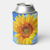Gelbe Sonnenblumen und Bienen auf blauem Himmel - Dosenkühler (Kanne Rückseite)