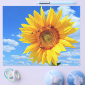 Gelbe Sonnenblumen und Bienen auf blauem Himmel -  Flyer (Einzeln)