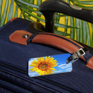 Gelbe Sonnenblumen und Bienen auf blauem Himmel -  Gepäckanhänger