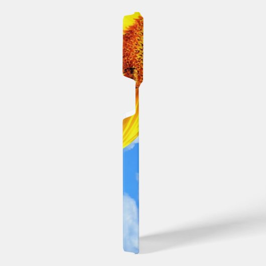 Gelbe Sonnenblumen und Bienen auf blauem Himmel iPhone Hülle (Rechte Seite)