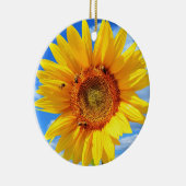 Gelbe Sonnenblumen und Bienen auf blauem Himmel -  Keramik Ornament (Rechts)