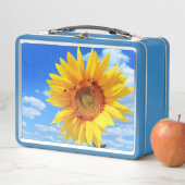 Gelbe Sonnenblumen und Bienen auf blauem Himmel -  Metall Brotdose (Beispiel)