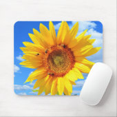 Gelbe Sonnenblumen und Bienen auf blauem Himmel - Mousepad (Mit Mouse)