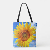 Gelbe Sonnenblumen und Bienen auf blauem Himmel - Tasche (Rückseite)