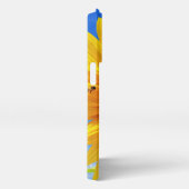 Gelbe Sonnenblumen und Bienen auf Blue Sky iPhone Hülle (Rechte Seite)