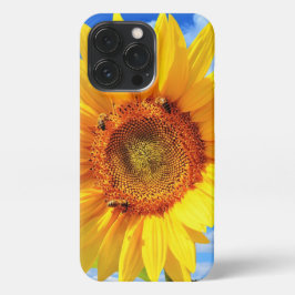 Gelbe Sonnenblumen und Bienen auf Blue Sky iPhone iPhone 13 Pro Hülle
