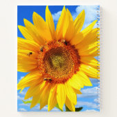 Gelbe Sonnenblumen und Bienen auf Blue Sky Noteboo Notizblock (Rückseite)