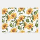 Gelbe Sonnenblumen und Blätter Aquarellgarten (Vorderseite 3)