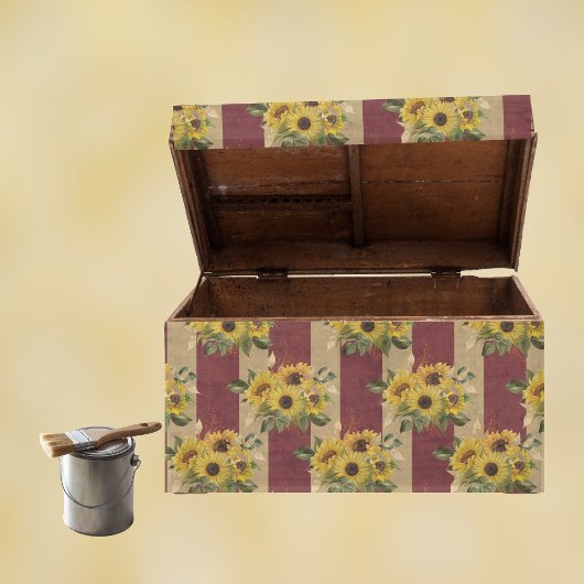 Gelbe Sonnenblumen und Burgund- und Goldstreifen Seidenpapier