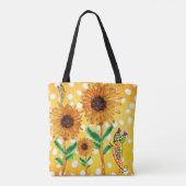 Gelbe Sonnenblumen und eine Vogeltote-Tasche Tasche (Rückseite)