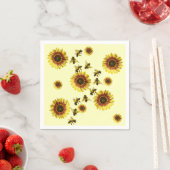 Gelbe Sonnenblumen und Honigbienen Sommermuster Serviette (Beispiel)