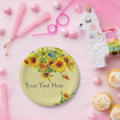 Gelbe Sonnenblumen und Polka-Dot-Papierplatte Pappteller (Party)