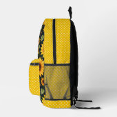 Gelbe Sonnenblumen und Polka-Punkte Bedruckter Rucksack (Rechts)