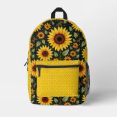 Gelbe Sonnenblumen und Polka-Punkte Bedruckter Rucksack (Vorderseite)