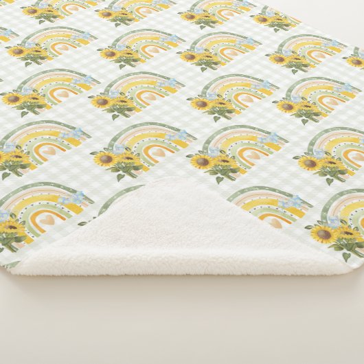 Gelbe Sonnenblumen und Regenbogen Baby Sherpa Blan Sherpadecke (3/4)