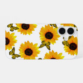Gelbe Sonnenblumen und Schmetterlinge, iPhone 16 Hülle (Rückseite (Horizontal))