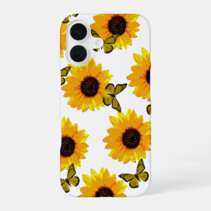 Gelbe Sonnenblumen und Schmetterlinge,  iPhone 16 Hülle