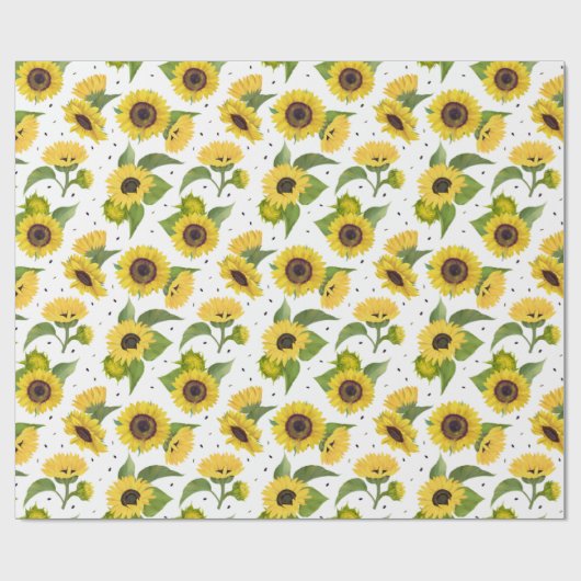 Gelbe Sonnenblumen und Sonnenblumen Geschenkpapier (Flach)