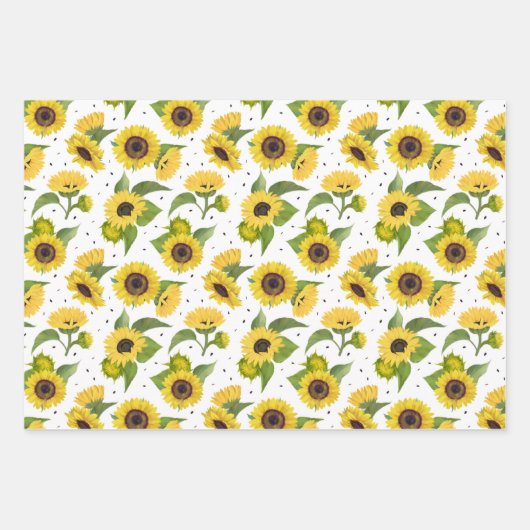 Gelbe Sonnenblumen und Sonnenblumen Geschenkpapier Set (Vorderseite 2)