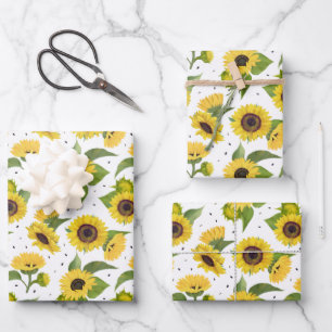 Gelbe Sonnenblumen und Sonnenblumen Geschenkpapier Set