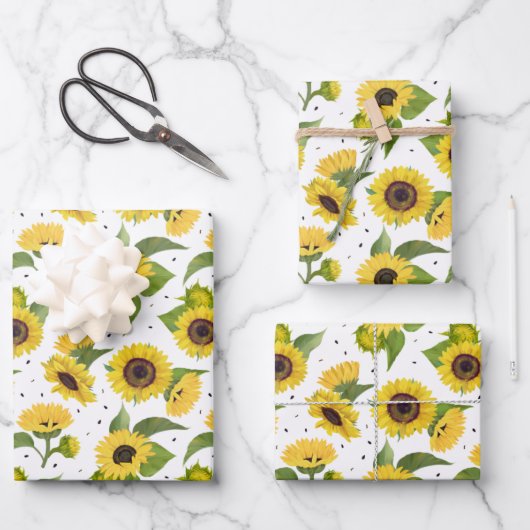 Gelbe Sonnenblumen und Sonnenblumen Geschenkpapier Set (Vorderseite)
