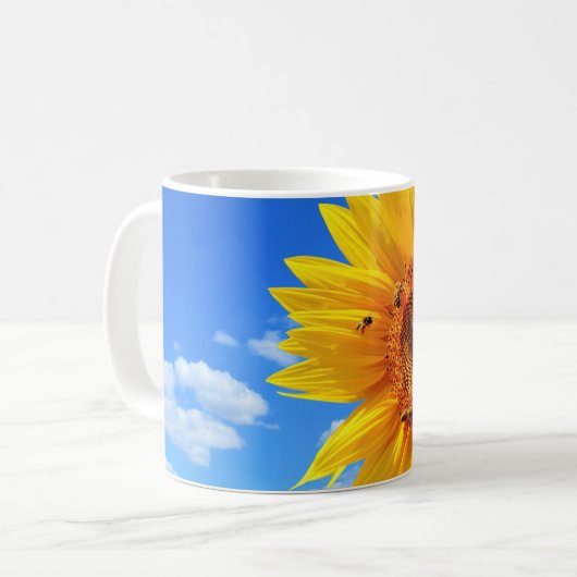 Gelbe Sonnenblumen und Tasse der Bienen (Vorderseite Links)