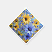 Gelbe Sonnenblumen und Wildblumen Serviette (Ecke)