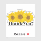 Gelbe Sonnenblumen Vielen Dank Aufkleber (Blatt)