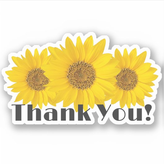 Gelbe Sonnenblumen Vielen Dank Aufkleber (Vorderseite)