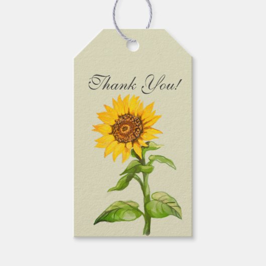 Gelbe Sonnenblumen vielen Dank Geschenkanhänger (Vorderseite)