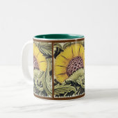 Gelbe Sonnenblumen Vintage Imitate Zweifarbige Tasse (Vorderseite Links)