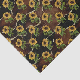 Gelbe Sonnenblumen-Waldlandschaft Seidenpapier