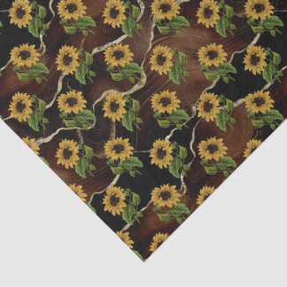 Gelbe Sonnenblumen-Waldlandschaft Seidenpapier