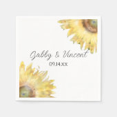 Gelbe Sonnenblumen Wasserfarbe HochzeitsNapkins Serviette (Vorderseite)